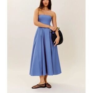 Reformation Astoria Midi Dress Dusk Blue Size 4 Strapless